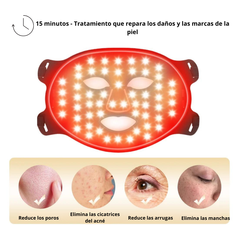 Máscara Facial LED – Terapia de Luz Roja para una Piel Radiante y Rejuvenecida